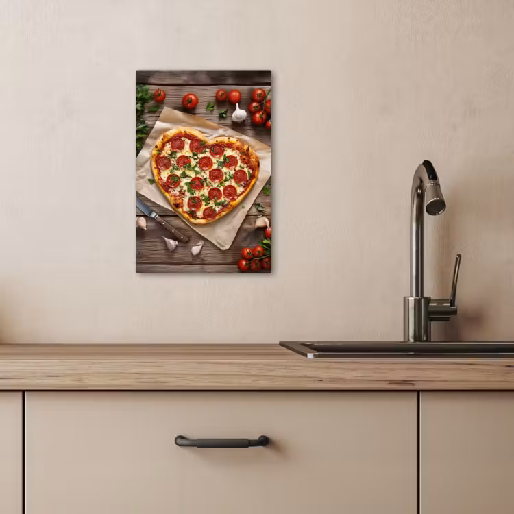 Canvas schilderij - Pizza - Hart - Pepperoni - Tomaat — 5
