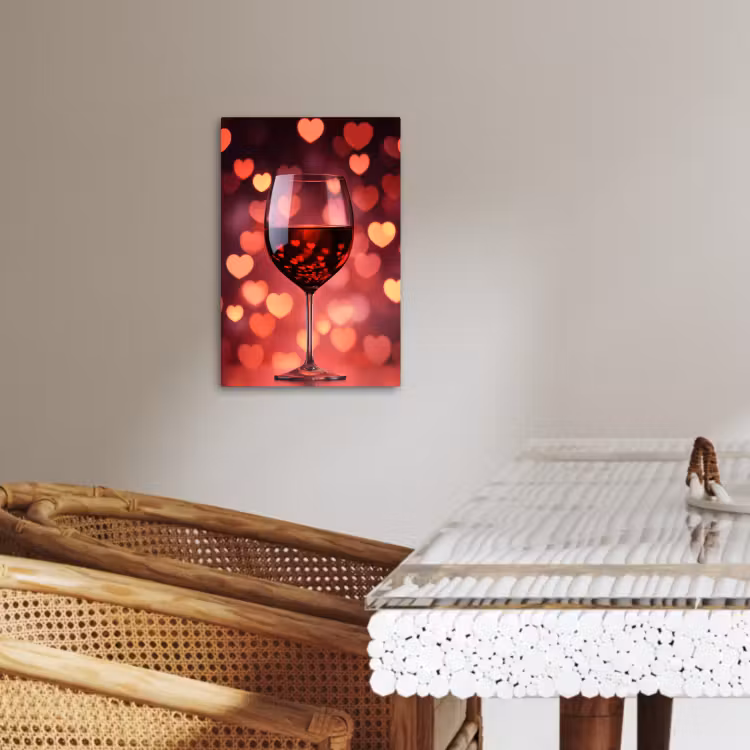 Canvas schilderij - Rood - Wijn - Hartjes — 5