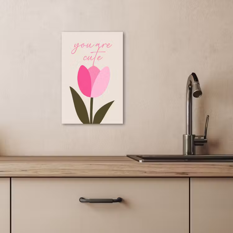 Canvas schilderij - Tulp - Roze - Valentijn - Bloem — 3