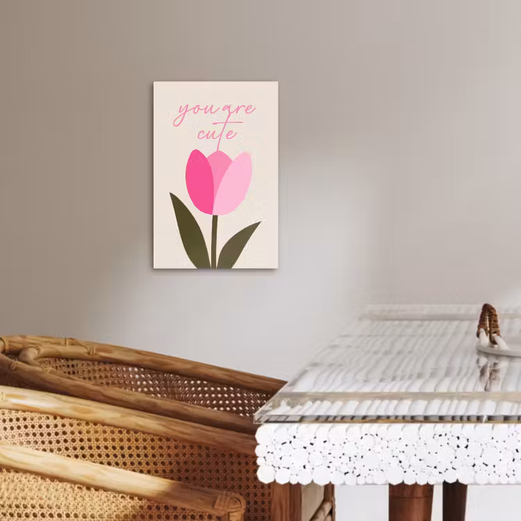 Canvas schilderij - Tulp - Roze - Valentijn - Bloem — 4
