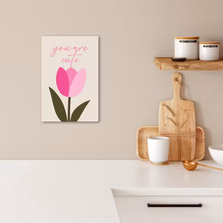 Canvas schilderij - Tulp - Roze - Valentijn - Bloem — 5