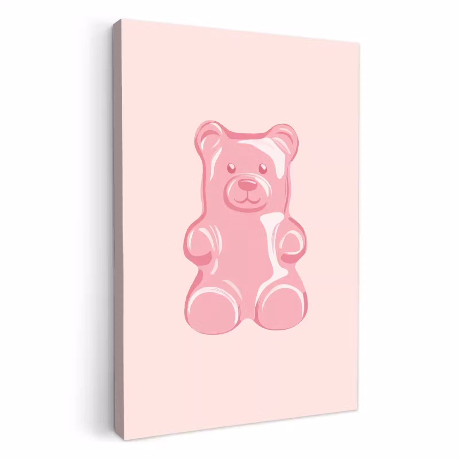 Canvas schilderij - Beer - Roze - Snoep — 1