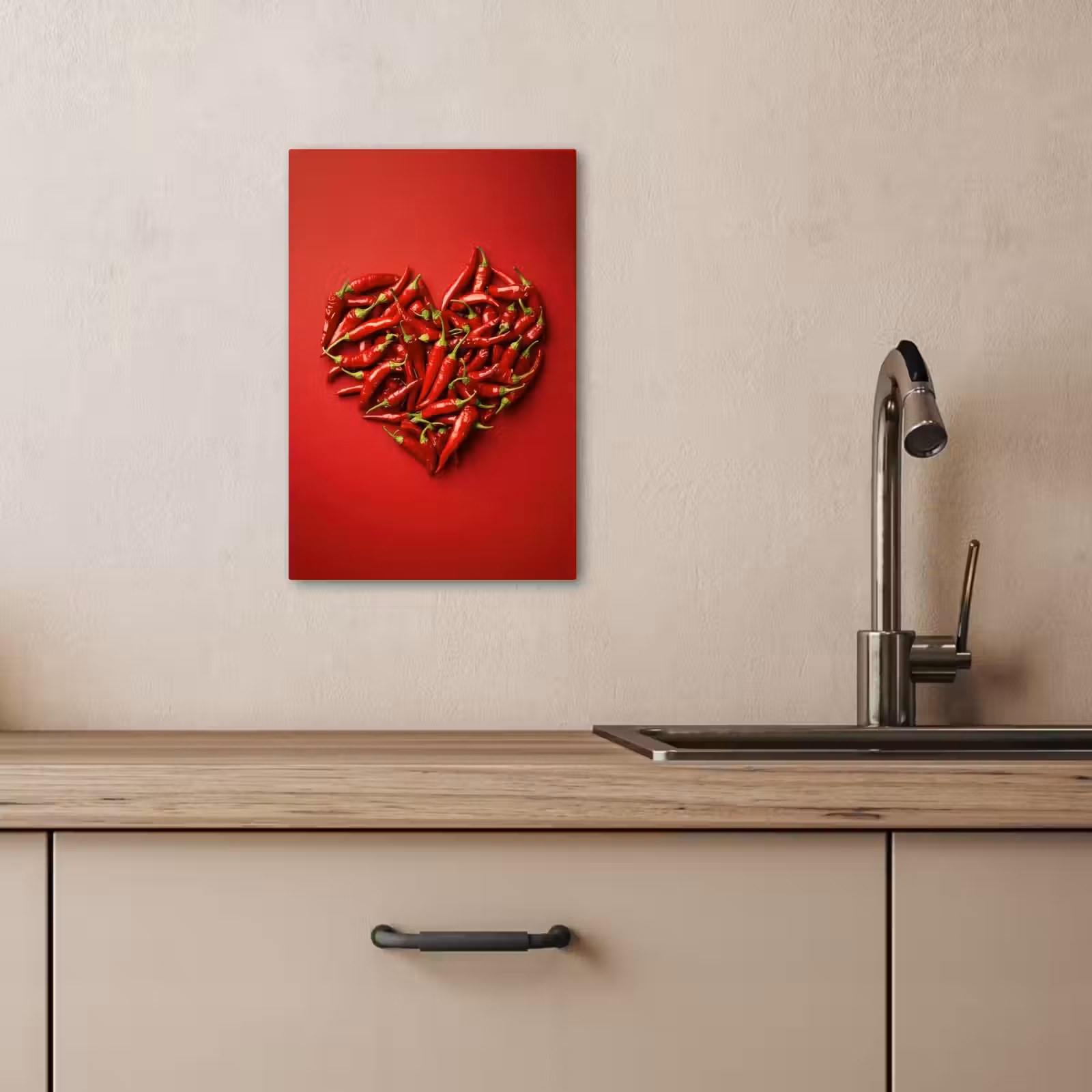 Canvas schilderij - Pepers - Rood - Hart — 1