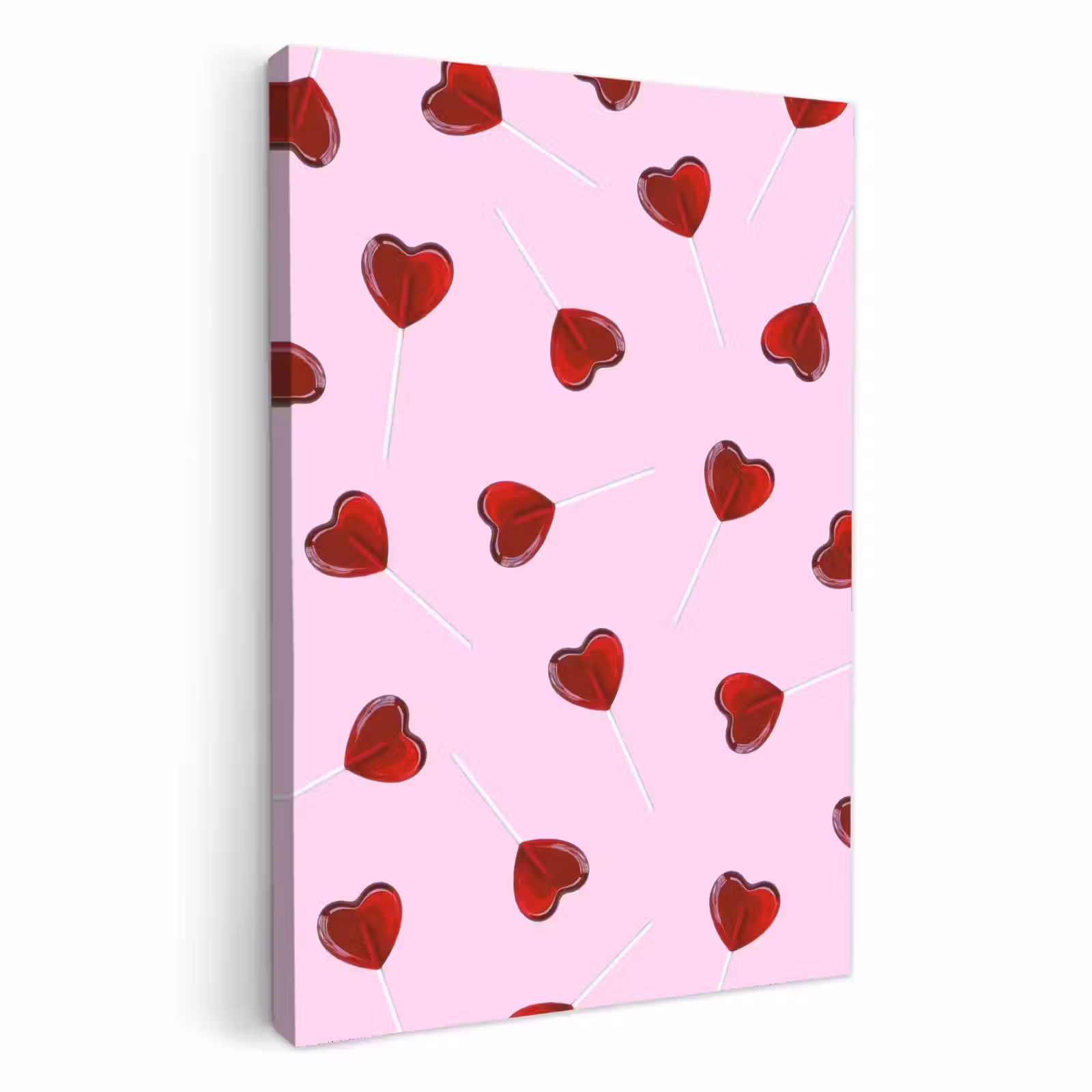 Canvas schilderij - Roze - Hart - Lolly - Snoep — 1