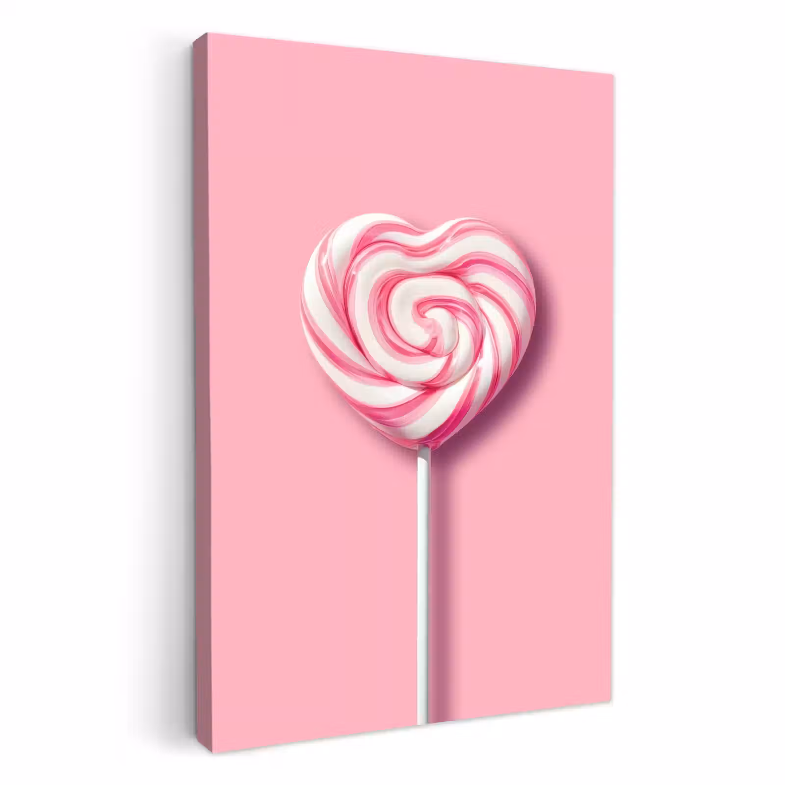 Canvas schilderij - Snoep - Lolly - Hart- Roze — 1