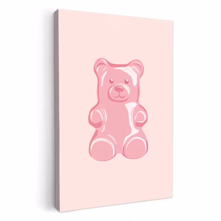 Canvas schilderij - Beer - Roze - Snoep — 1