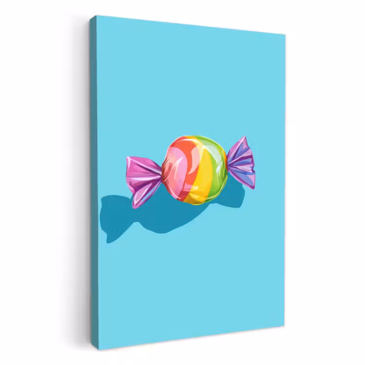 Canvas schilderij - Blauw - Snoep - Regenboog — 1