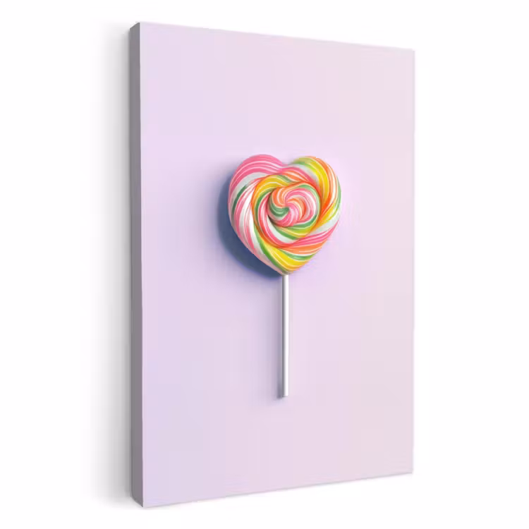 Canvas schilderij - Hart - Lolly - Snoep — 1