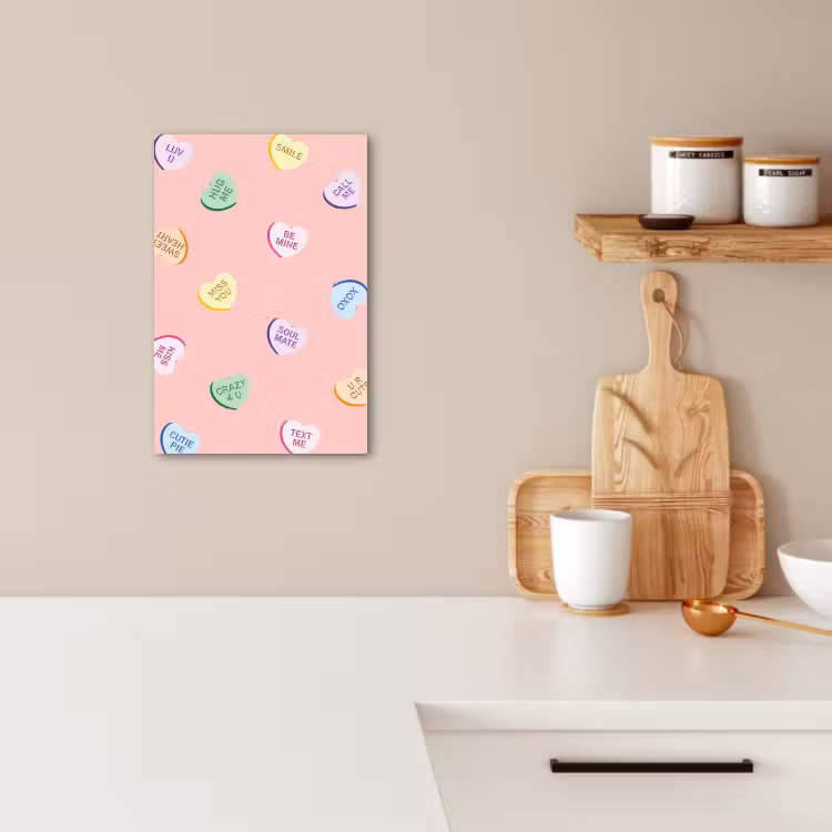 Canvas schilderij - Hart - Snoep - Pastel - Tekst — 3