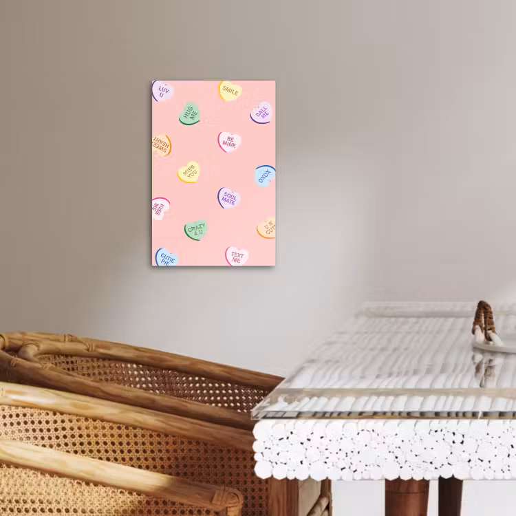 Canvas schilderij - Hart - Snoep - Pastel - Tekst — 4