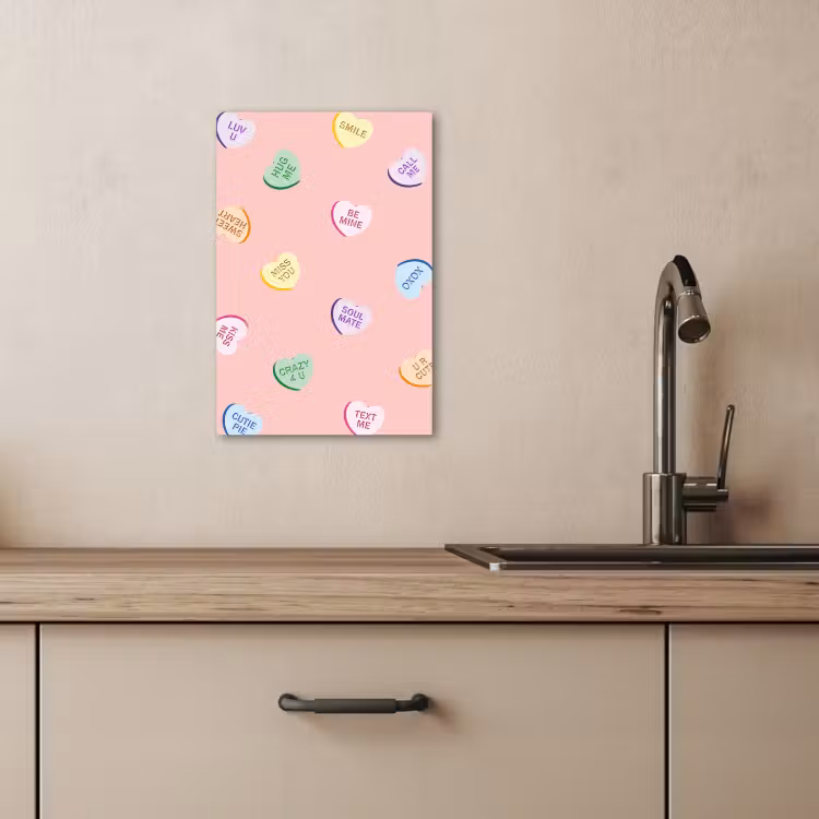 Canvas schilderij - Hart - Snoep - Pastel - Tekst — 5