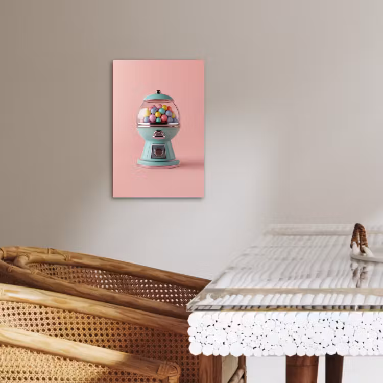 Canvas schilderij - Kauwgom - Retro - Snoep - Roze — 1