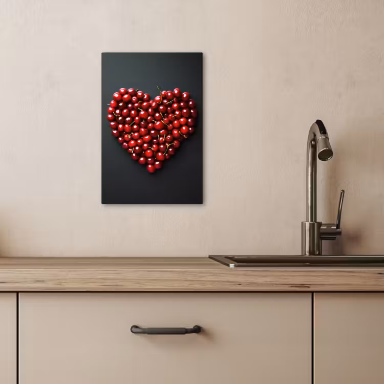 Canvas schilderij - Kersen - Hart - Rood - Zwart — 5