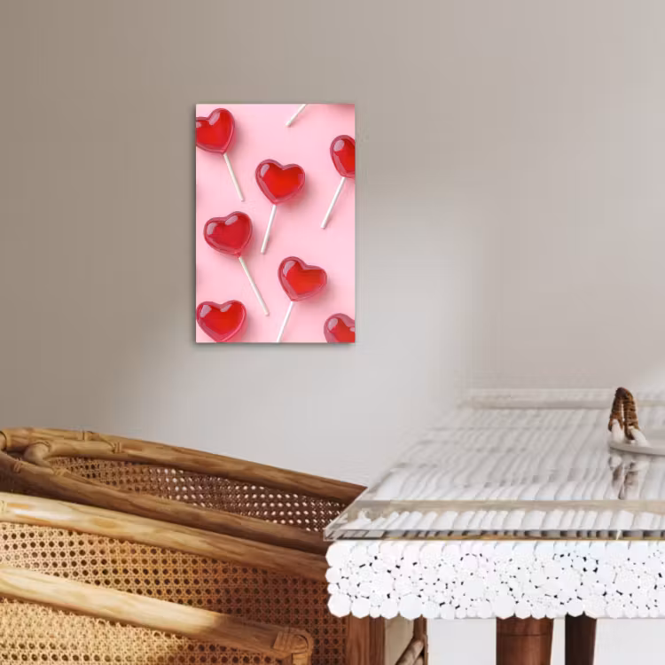 Canvas schilderij - Lollies - Hartjes - Roze — 1
