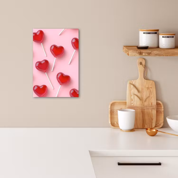 Canvas schilderij - Lollies - Hartjes - Roze — 4