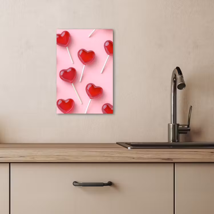 Canvas schilderij - Lollies - Hartjes - Roze — 5
