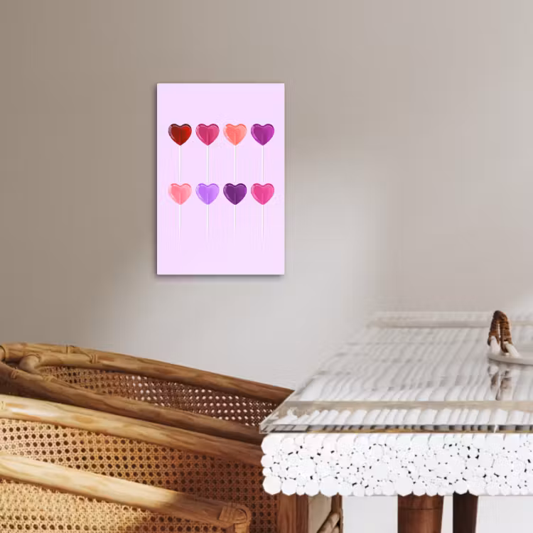 Canvas schilderij - Lolly - Hart - Roze - Snoep — 4