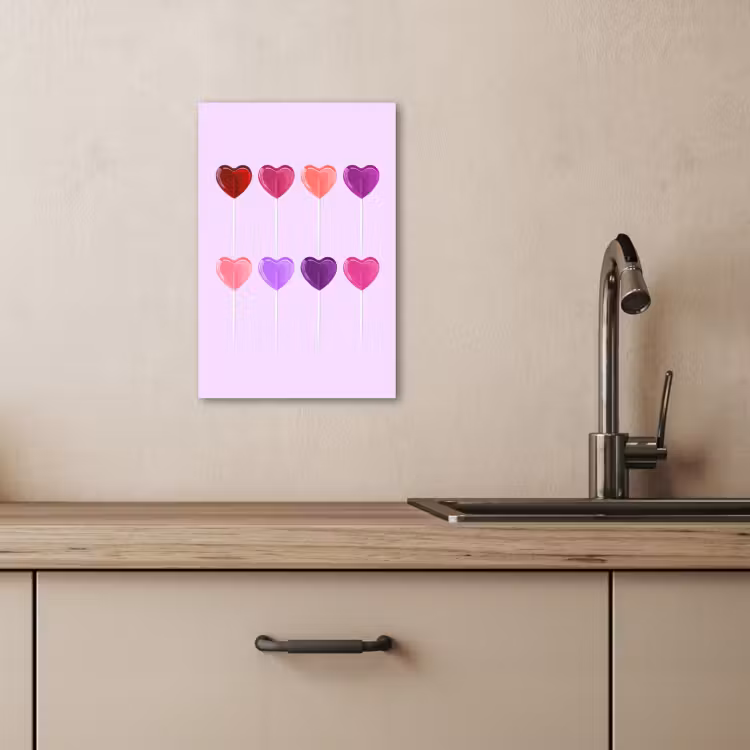 Canvas schilderij - Lolly - Hart - Roze - Snoep — 5