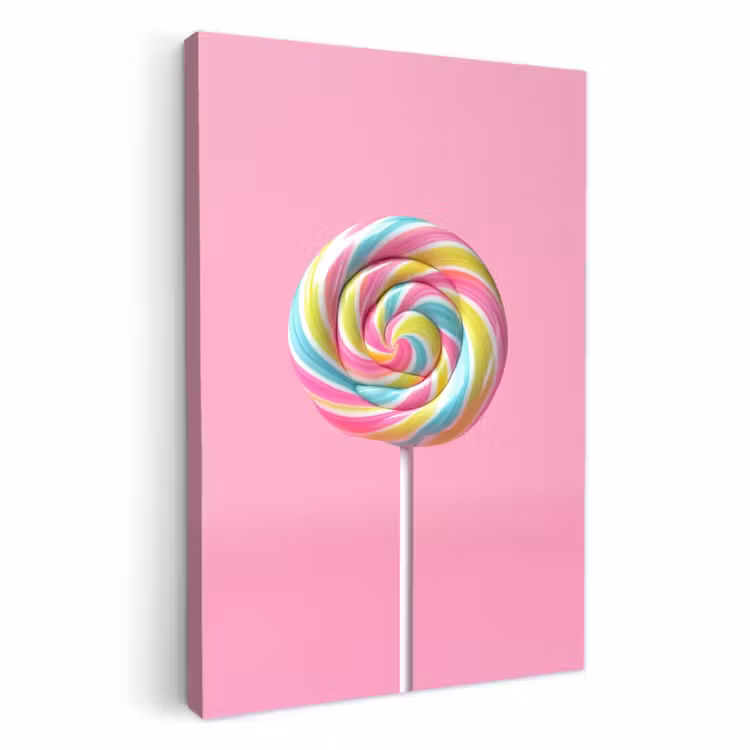 Canvas schilderij - Lolly - Roze - Snoep - Zoet — 1