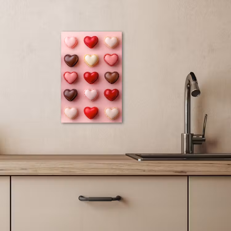 Canvas schilderij - Macarons - Hartjes - Kleurrijk - Roze — 3