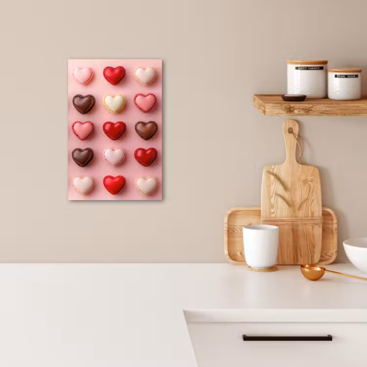Canvas schilderij - Macarons - Hartjes - Kleurrijk - Roze — 4