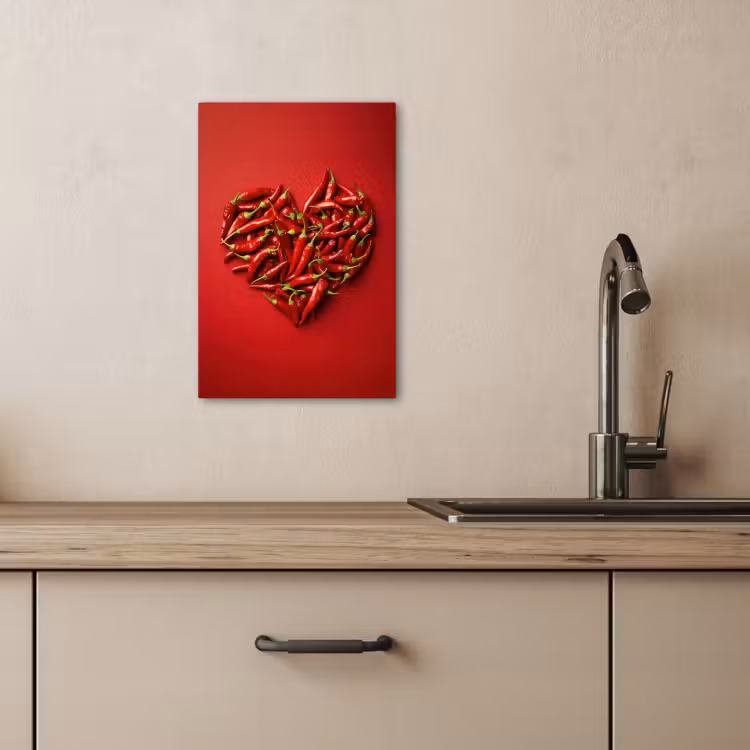 Canvas schilderij - Pepers - Rood - Hart — 1