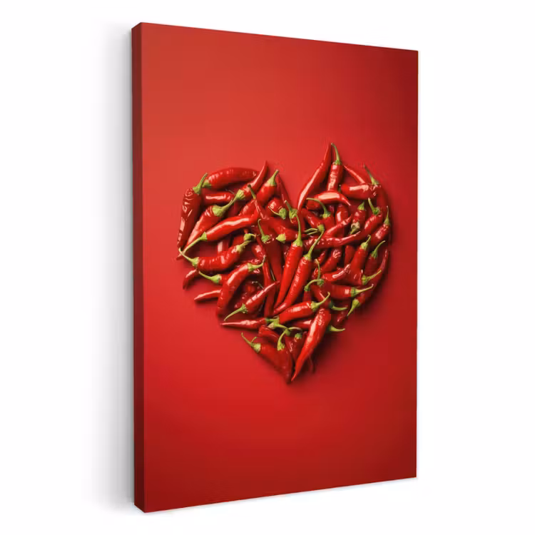Canvas schilderij - Pepers - Rood - Hart — 2