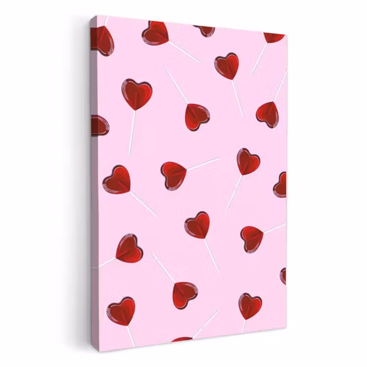 Canvas schilderij - Roze - Hart - Lolly - Snoep — 1
