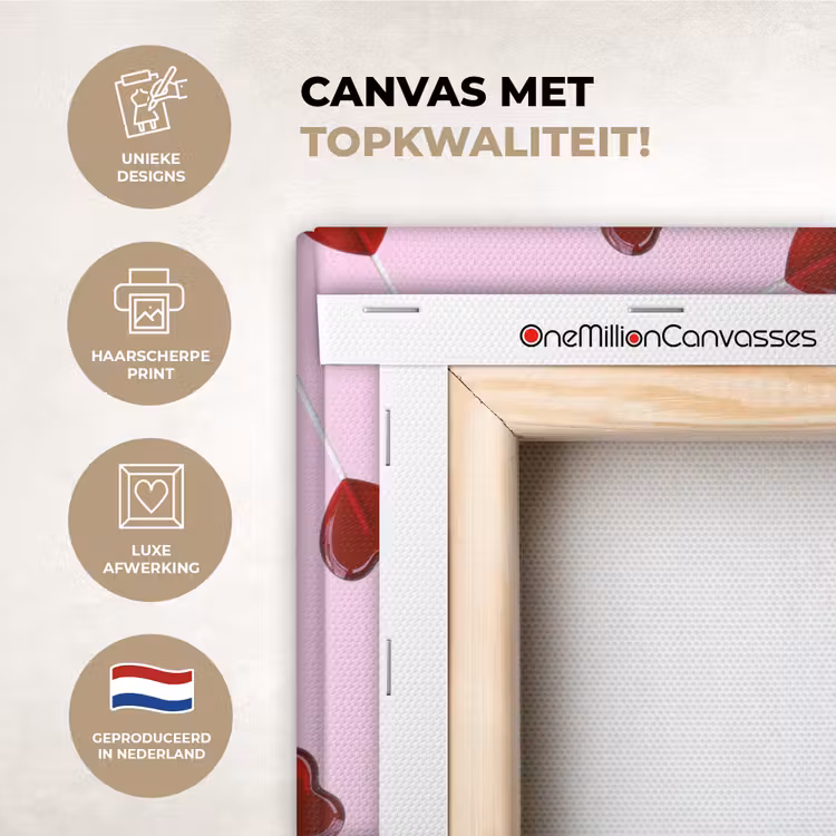 Canvas schilderij - Roze - Hart - Lolly - Snoep — 2