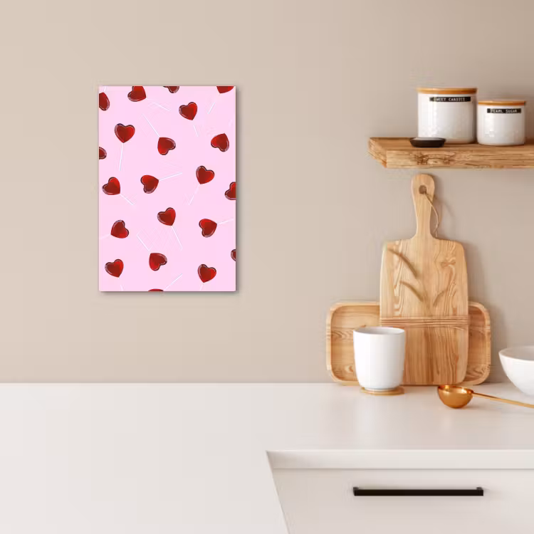 Canvas schilderij - Roze - Hart - Lolly - Snoep — 4