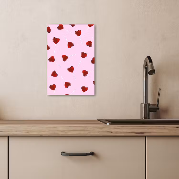Canvas schilderij - Roze - Hart - Lolly - Snoep — 5