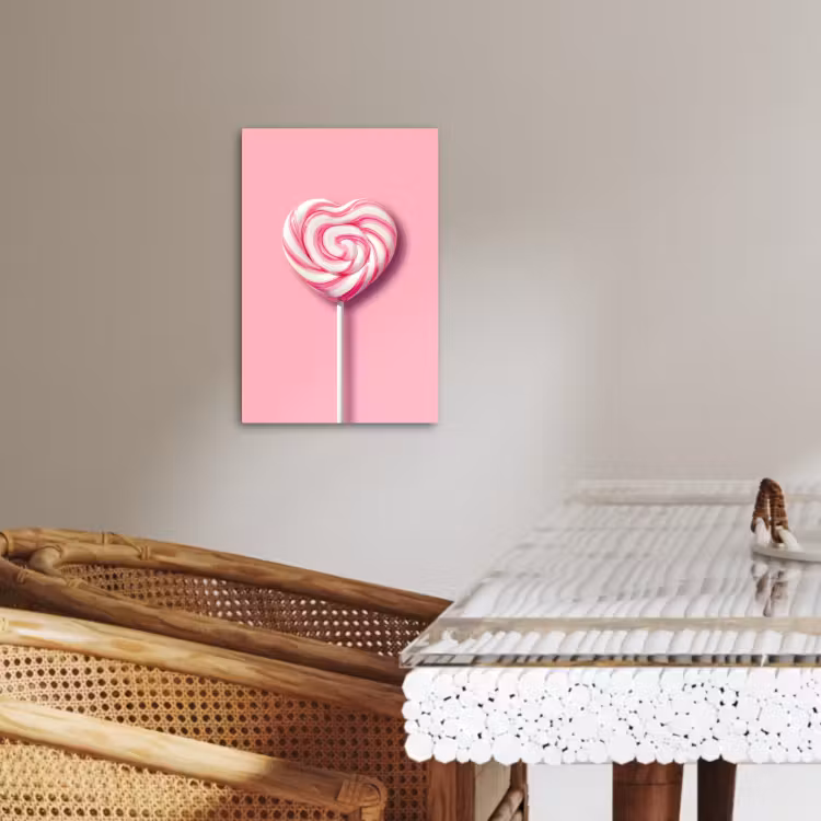 Canvas schilderij - Snoep - Lolly - Hart- Roze — 4