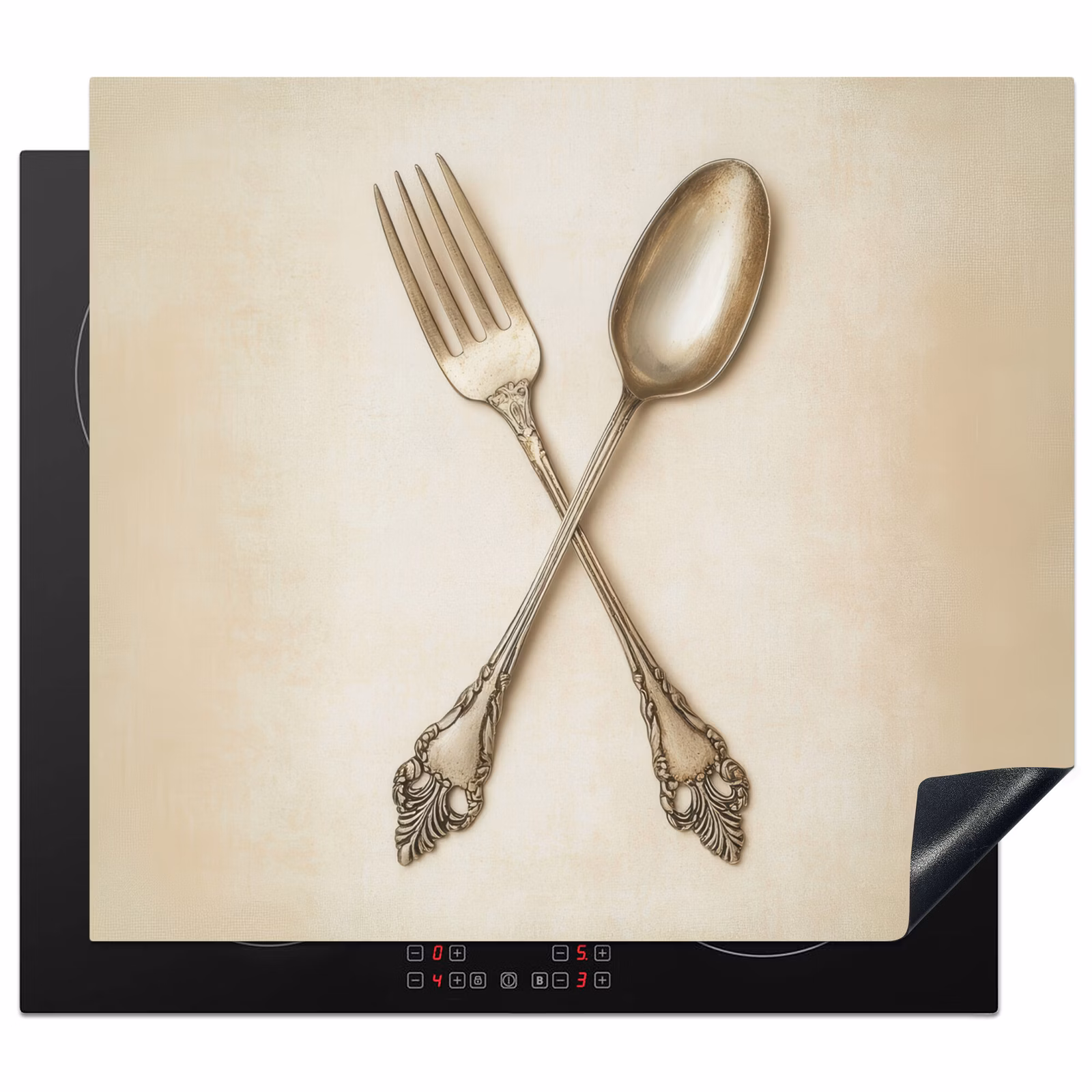 Inductie beschermer - Beige - Vintage - Bestek — 1