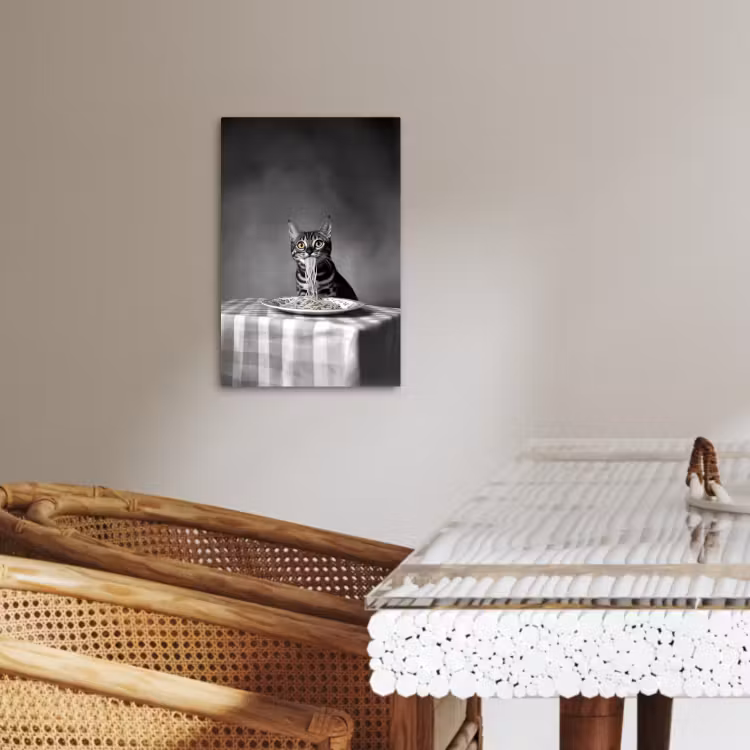 Canvas schilderij - Bengaal - Kat - Tafelkleed - Zwart - Wit - Dier — 3