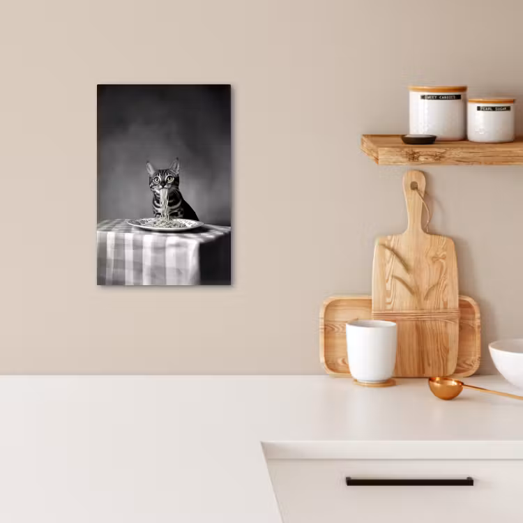 Canvas schilderij - Bengaal - Kat - Tafelkleed - Zwart - Wit - Dier — 4