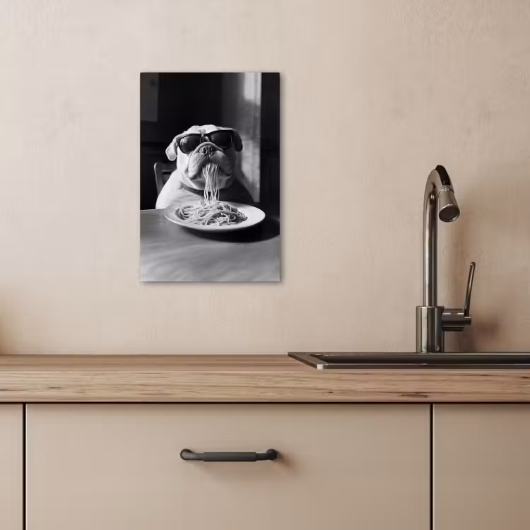 Canvas schilderij - Hond - Bulldog - Pasta - Bril - Stoer - Dieren — 4