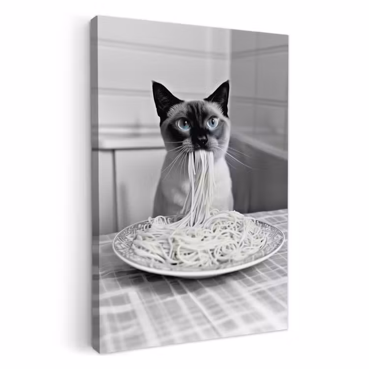 Canvas schilderij - Kat - Siamees - Zwart Wit - Schattig - Dieren — 3