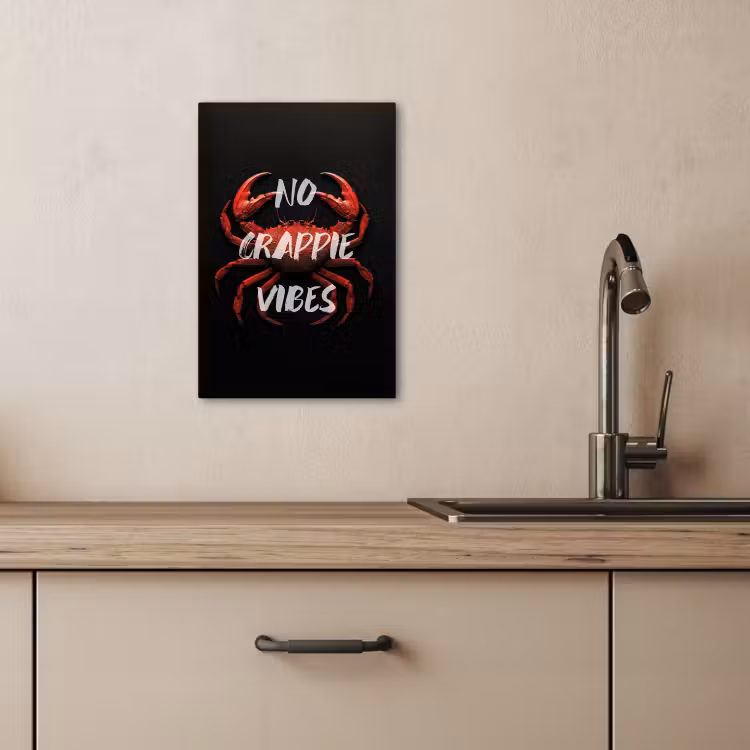 Canvas schilderij - Krab - Rood - Tekst - Zwart — 5