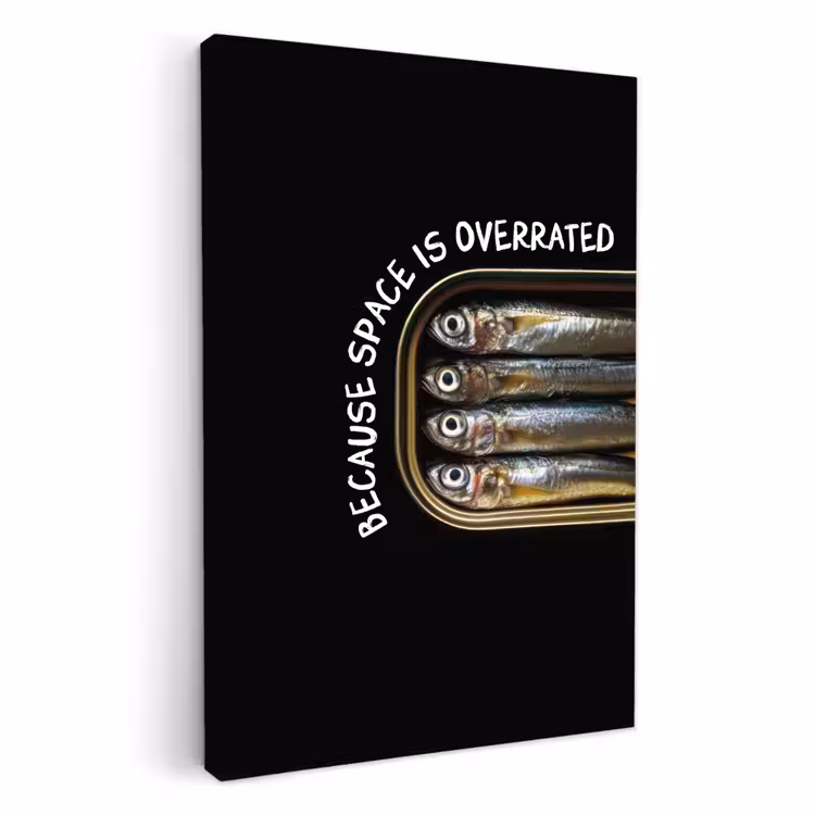 Canvas schilderij - Sardines - Tekst - Vis - Blik — 1