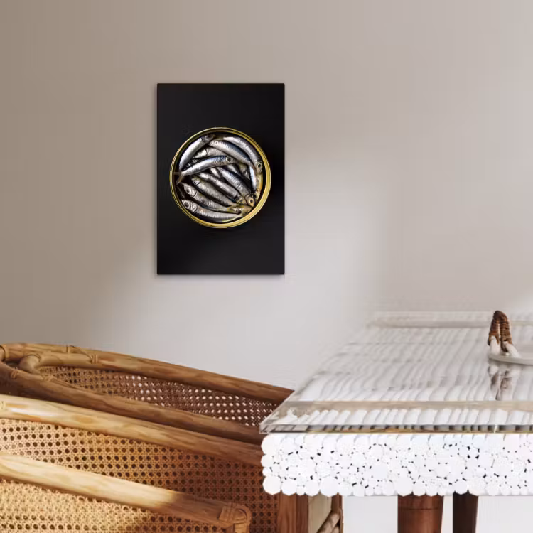 Canvas schilderij - Sardines - Vissen - Rond - Zwart — 4