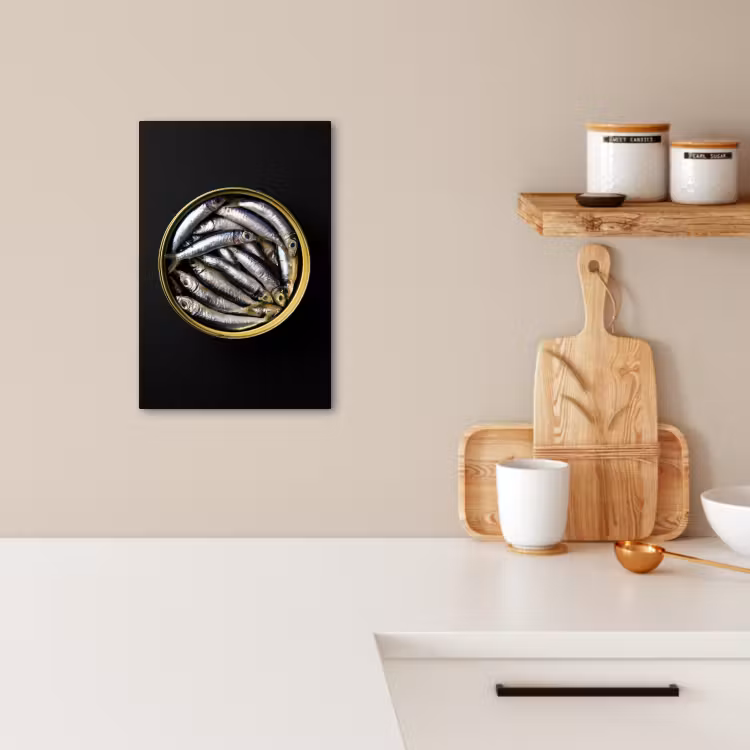 Canvas schilderij - Sardines - Vissen - Rond - Zwart — 5