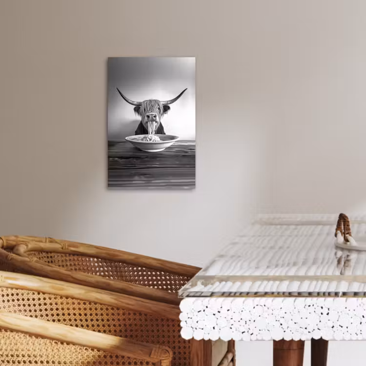 Canvas schilderij - Schotse Hooglander - Spaghetti - Dieren - Zwart wit — 3