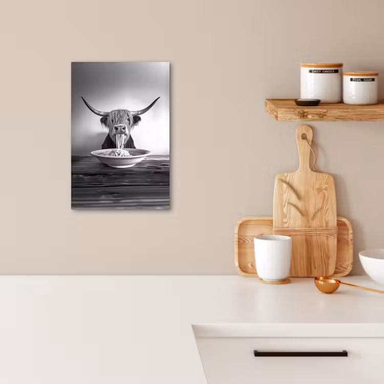 Canvas schilderij - Schotse Hooglander - Spaghetti - Dieren - Zwart wit — 4