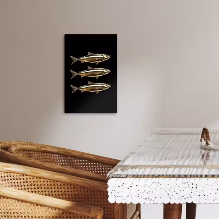 Canvas schilderij - Vissen - Goud - Zwart — 3