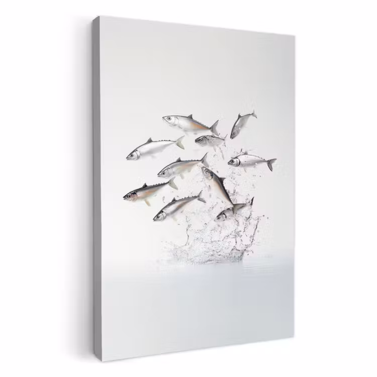 Canvas schilderij - Vissen - Water - Wit — 1