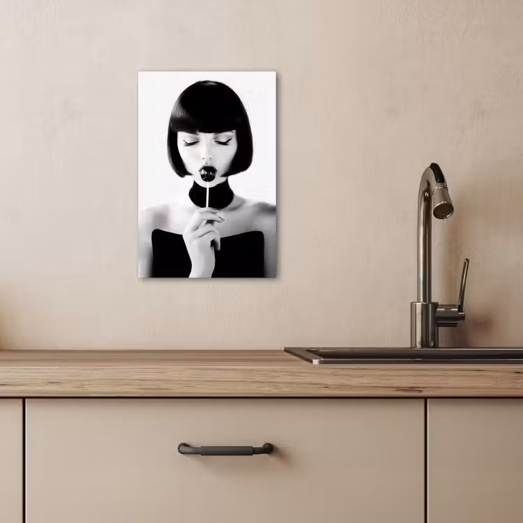 Canvas schilderij - Vrouw - Lolly - Zwart - Wit — 4