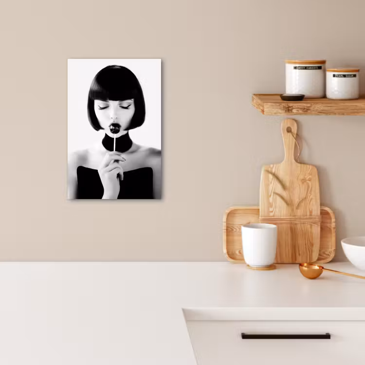 Canvas schilderij - Vrouw - Lolly - Zwart - Wit — 5