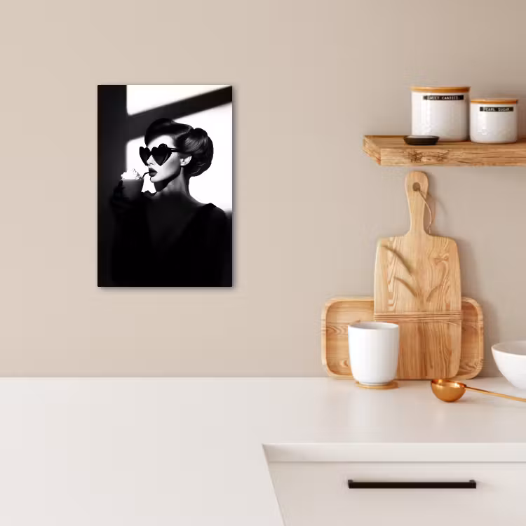 Canvas schilderij - Vrouw - Zwart - Hart — 3