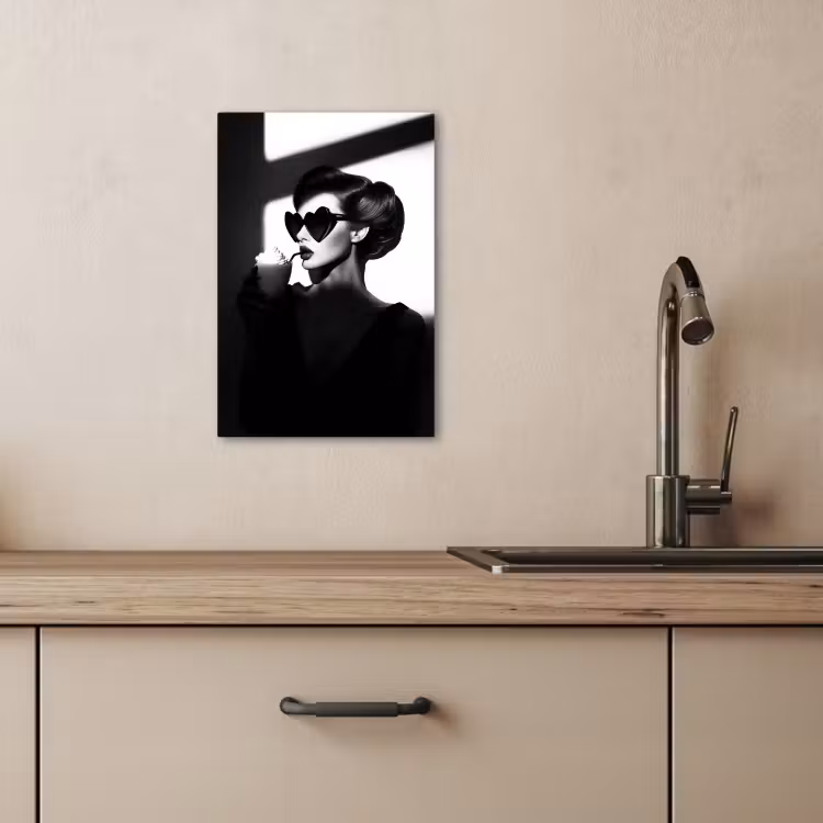 Canvas schilderij - Vrouw - Zwart - Hart — 4