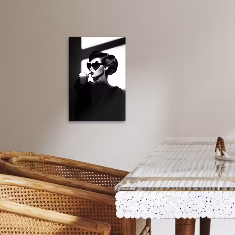 Canvas schilderij - Vrouw - Zwart - Hart — 5